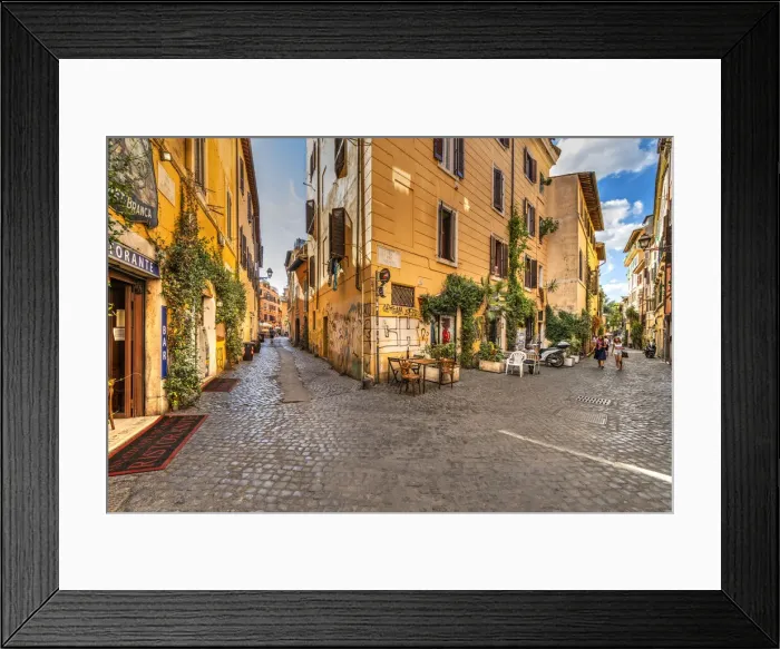 Framed Print : Picturesque corner of Trastevere district, Rome, Lazio, Italy Framed Print : Picturesque corner of Trastevere district, Rome, Lazio, Italy
