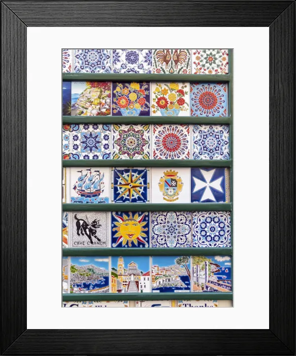 Framed Print : Ceramic souvenirs displayed outside a shop in Amalfi, Campania, Italy Framed Print : Ceramic souvenirs displayed outside a shop in Amalfi, Campania, Italy