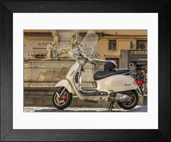Framed Print : Vespa scooter parked in Amalfi, Campania, Italy Framed Print : Vespa scooter parked in Amalfi, Campania, Italy