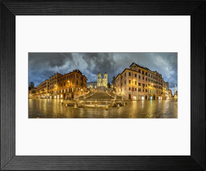 Framed Print : Piazza di Spagna and Spanish Steps by night, Rome, Lazio, Italy