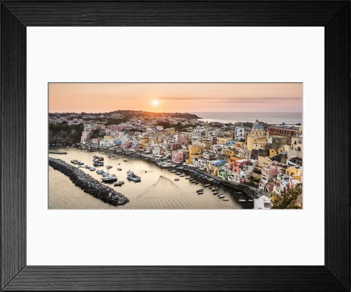 Framed Print : Procida island skyline, Gulf of Naples, Naples province, Campania, Italy