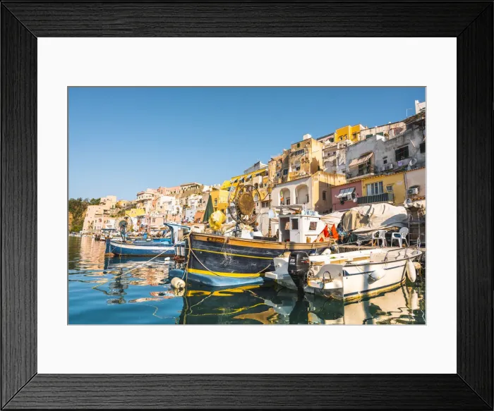 Framed Print : Fishing boats in Marina Corricella, Procida island, Gulf of Naples, Naples province Framed Print : Fishing boats in Marina Corricella, Procida island, Gulf of Naples, Naples province