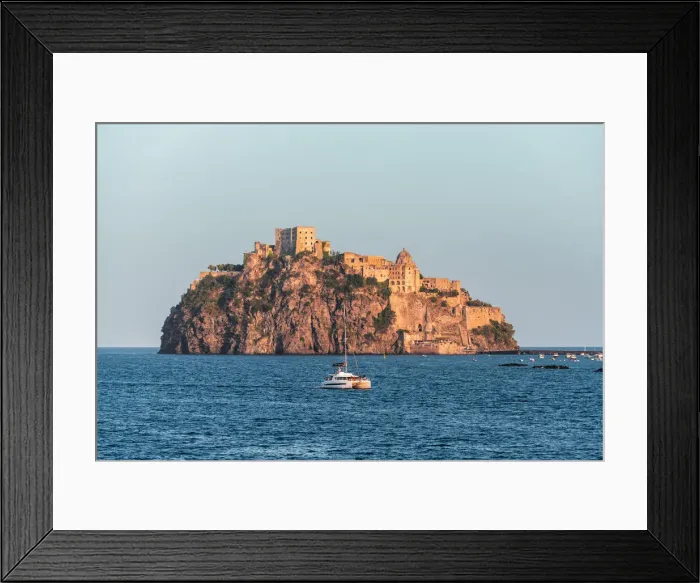 Framed Print : Aragonese Castle at sunset, Ischia island, Gulf of Naples, Naples province, Campania Framed Print : Aragonese Castle at sunset, Ischia island, Gulf of Naples, Naples province, Campania