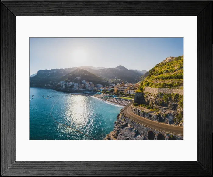 Framed Print : Minori and coastal road, Amalfi Coast, Gulf of Salerno, Salerno province, Campania, Italy Framed Print : Minori and coastal road, Amalfi Coast, Gulf of Salerno, Salerno province, Campania, Italy