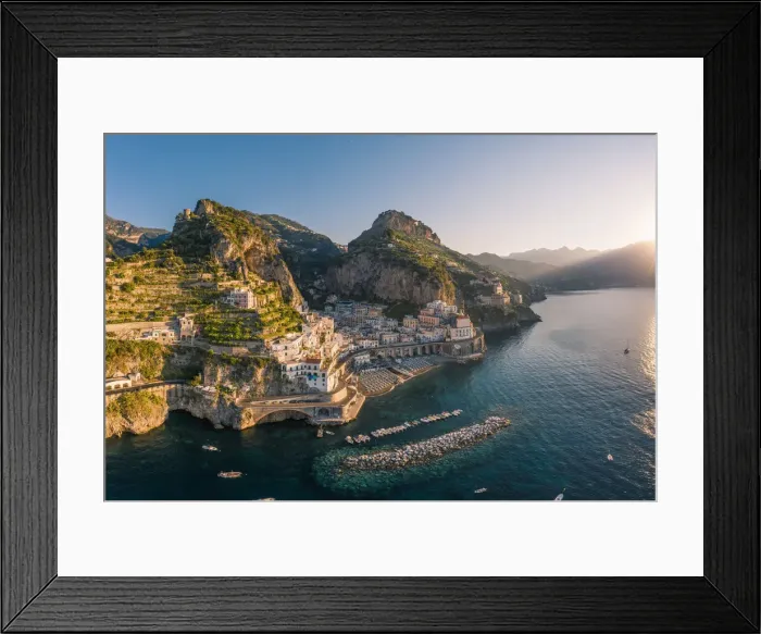 Framed Print : Aerial view of Amalfi, Amalfi Coast, Gulf of Salerno, Salerno province, Campania, Italy Framed Print : Aerial view of Amalfi, Amalfi Coast, Gulf of Salerno, Salerno province, Campania, Italy