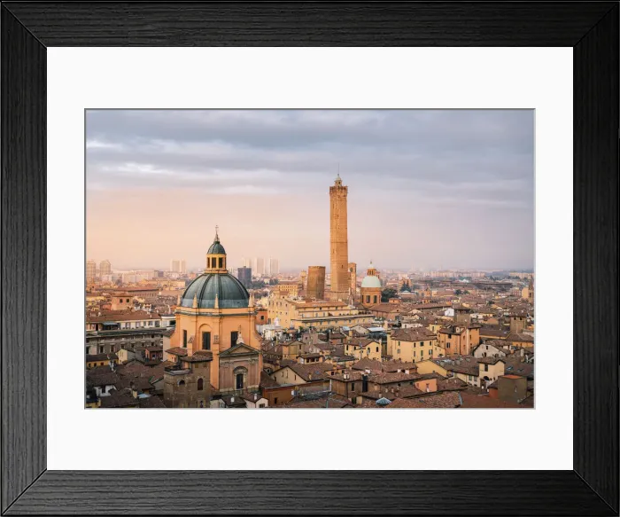 Framed Print : Cityscape with towers and sunset. Bologna, Emilia Romagna, Italy Framed Print : Cityscape with towers and sunset. Bologna, Emilia Romagna, Italy