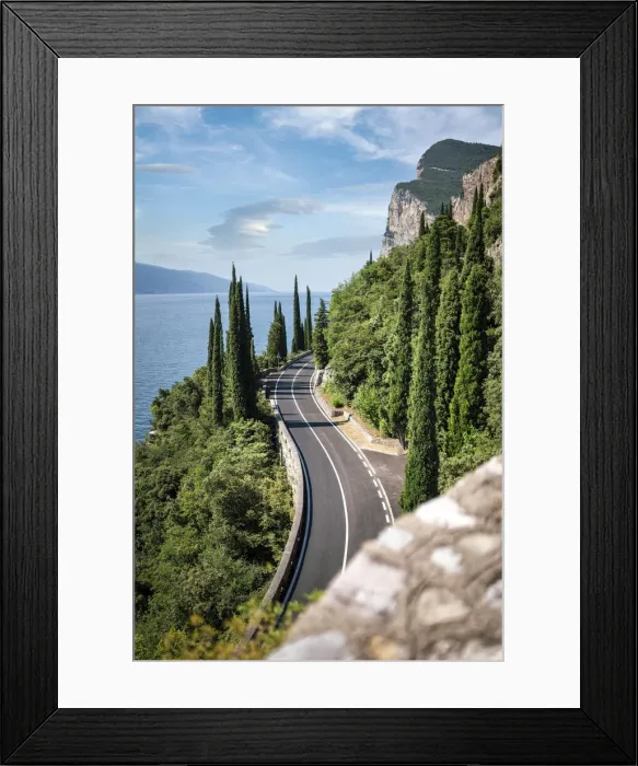 Framed Print : Gardesana Occidentale scenic road named Strada della Forra'on Garda Lake