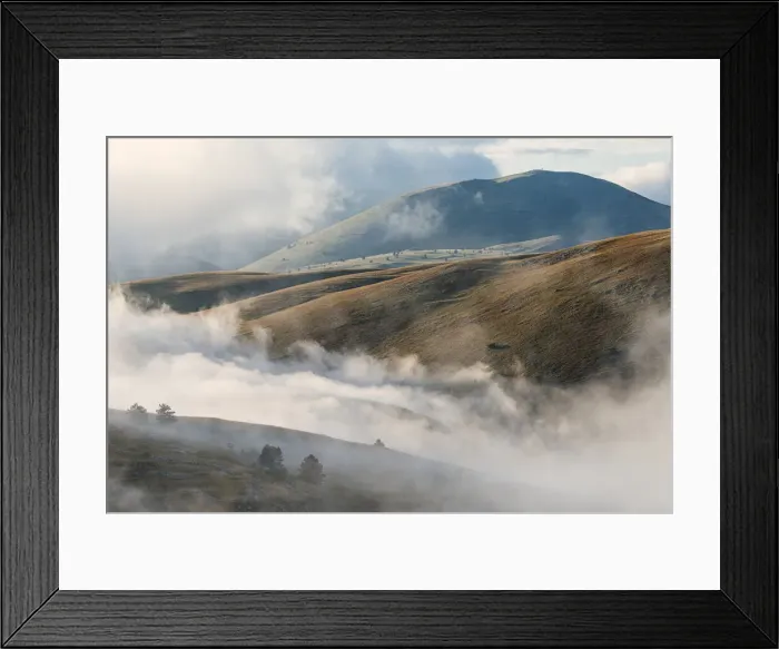 Framed Print : Cloudscape and wild landscape in Abruzzo, Italy. Hills at sunset Framed Print : Cloudscape and wild landscape in Abruzzo, Italy. Hills at sunset
