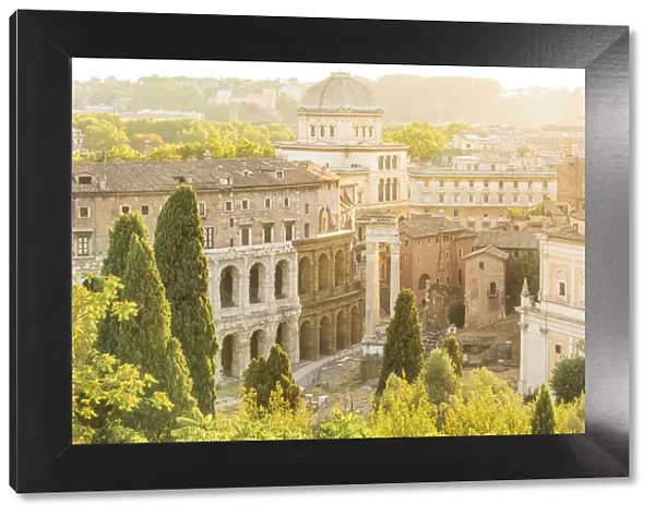 europe, Italy, Rome. Scenic view over the city at sunset from the Terrazza Caffarelli of