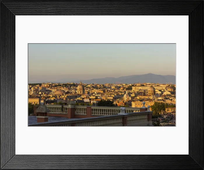 Framed Print : europe, Italy, Latium. Rome, the city at sunset seen from a terrace above Trastevere near Framed Print : europe, Italy, Latium. Rome, the city at sunset seen from a terrace above Trastevere near