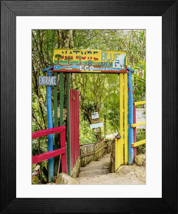 Framed Print : Blue Hole near Ocho Rios, entrance gate, Saint Ann Parish, Jamaica Framed Print : Blue Hole near Ocho Rios, entrance gate, Saint Ann Parish, Jamaica