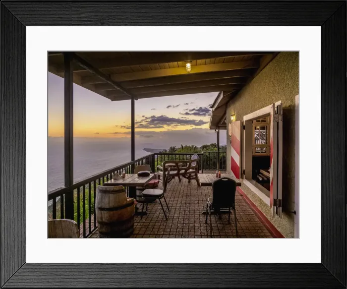 Framed Print : Lovers Leap Restaurant Terrace at dusk, Saint Elizabeth Parish, Jamaica Framed Print : Lovers Leap Restaurant Terrace at dusk, Saint Elizabeth Parish, Jamaica