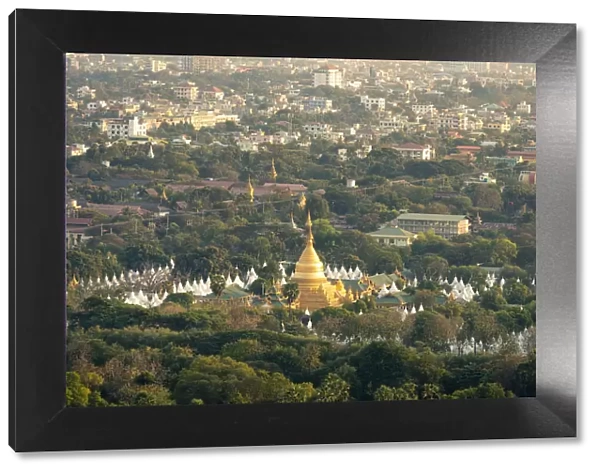 Aerial view of Kuthodaw Pagoda, Mandalay, Mandalay Region, Myanmar