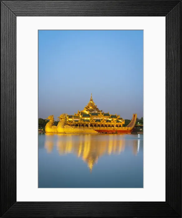 Framed Print : Karaweik Palace on Kandawgyi Lake at dusk, Yangon, Yangon Region, Myanmar Framed Print : Karaweik Palace on Kandawgyi Lake at dusk, Yangon, Yangon Region, Myanmar