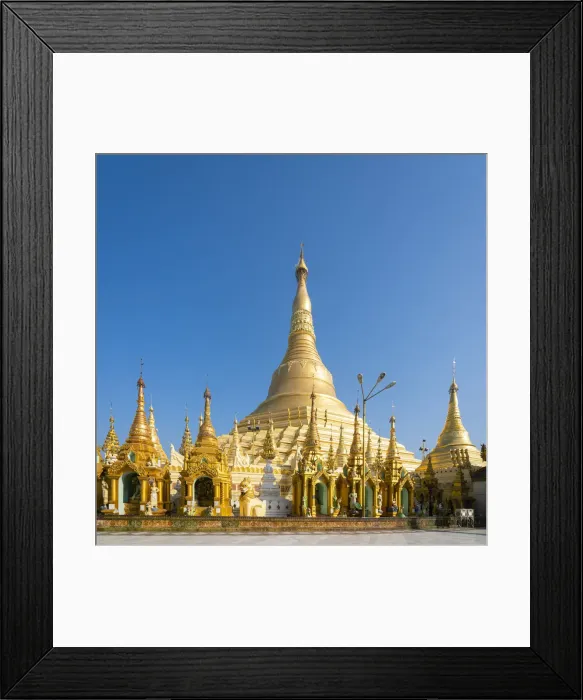 Framed Print : Gilded Shwedagon Pagoda against clear sky, Yangon, Yangon Region, Myanmar Framed Print : Gilded Shwedagon Pagoda against clear sky, Yangon, Yangon Region, Myanmar