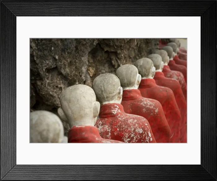 Framed Print : Many Buddhist monk statues standing in a row at Kaw Ka Thaung Cave, Hpa-an Framed Print : Many Buddhist monk statues standing in a row at Kaw Ka Thaung Cave, Hpa-an