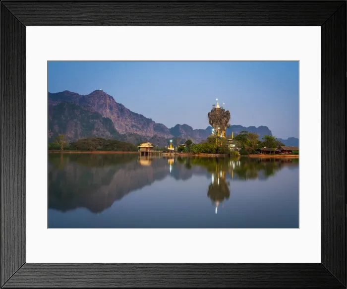 Framed Print : Kyaut Ka Latt Pagoda at dusk, Hpa-an, Hpa-an Township, Hpa-An District, Kayin State Framed Print : Kyaut Ka Latt Pagoda at dusk, Hpa-an, Hpa-an Township, Hpa-An District, Kayin State