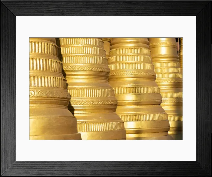 Framed Print : Detail of golden Indein stupas (AKA In Dein) against sky, Lake Inle, Nyaungshwe Township