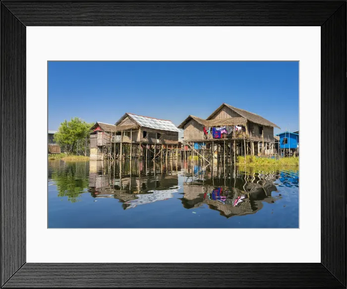 Framed Print : Stilt houses in village on Lake Inle, Nyaungshwe Township, Taunggyi District, Shan State