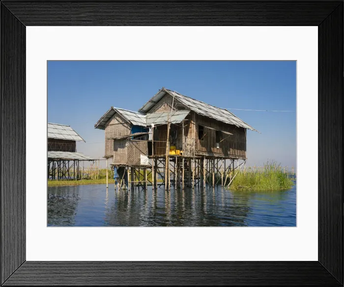 Framed Print : Typical wooden house on Lake Inle, Nyaungshwe Township, Taunggyi District, Shan State Framed Print : Typical wooden house on Lake Inle, Nyaungshwe Township, Taunggyi District, Shan State