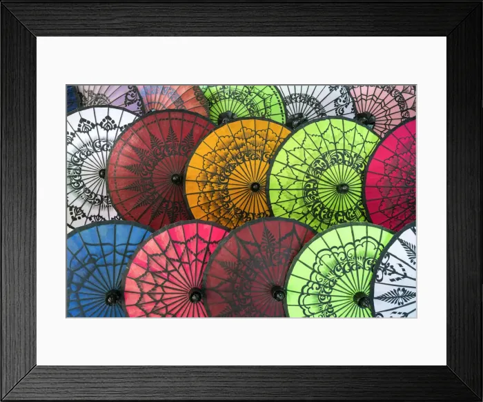 Framed Print : Full frame shot of traditional Burmese colorful umbrellas, Lake Inle, Nyaungshwe Township Framed Print : Full frame shot of traditional Burmese colorful umbrellas, Lake Inle, Nyaungshwe Township