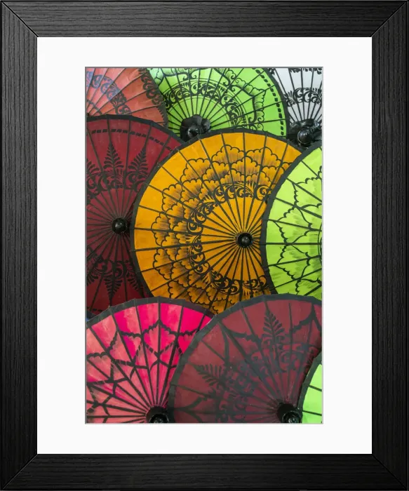 Framed Print : Full frame shot of traditional Burmese colorful umbrellas, Lake Inle, Nyaungshwe Township Framed Print : Full frame shot of traditional Burmese colorful umbrellas, Lake Inle, Nyaungshwe Township