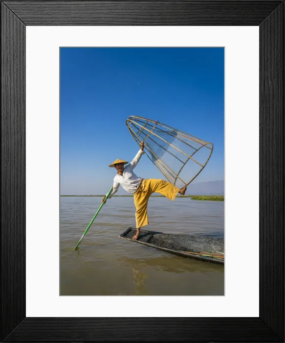 Framed Print : Intha fisherman with a traditional conical fishing, Lake Inle, Nyaungshwe Township Framed Print : Intha fisherman with a traditional conical fishing, Lake Inle, Nyaungshwe Township
