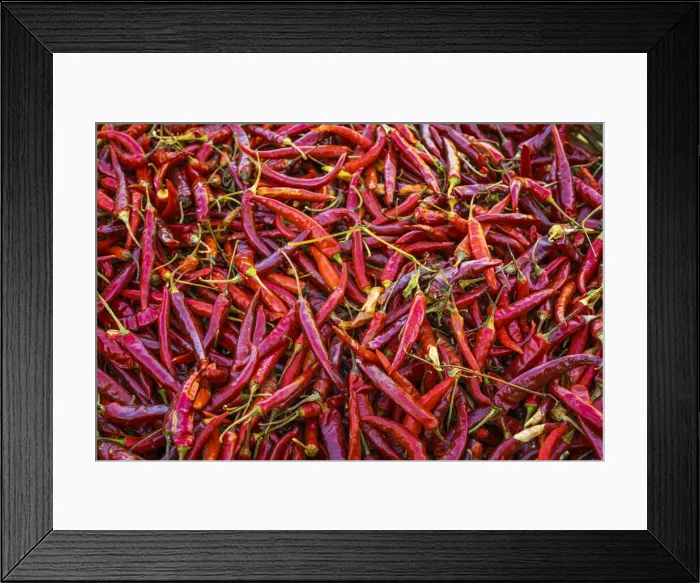 Framed Print : Detail of red chili peppers, near Kalaw, Kalaw Township, Taunggyi District, Shan State Framed Print : Detail of red chili peppers, near Kalaw, Kalaw Township, Taunggyi District, Shan State