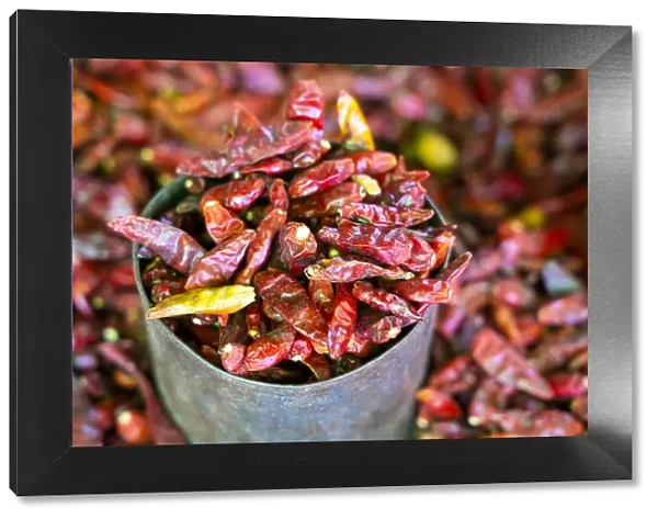 Close-up of dried chili peppers on market, Lake Inle, Nyaungshwe Township