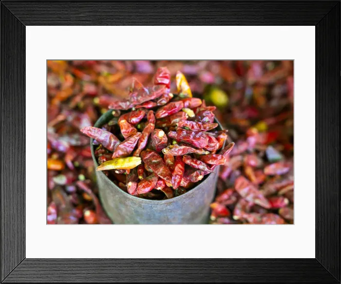 Framed Print : Close-up of dried chili peppers on market, Lake Inle, Nyaungshwe Township Framed Print : Close-up of dried chili peppers on market, Lake Inle, Nyaungshwe Township