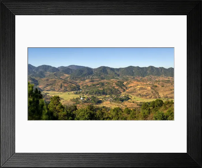 Framed Print : Scenic view of mountainous countryside near Kalaw, Kalaw Township, Taunggyi District Framed Print : Scenic view of mountainous countryside near Kalaw, Kalaw Township, Taunggyi District