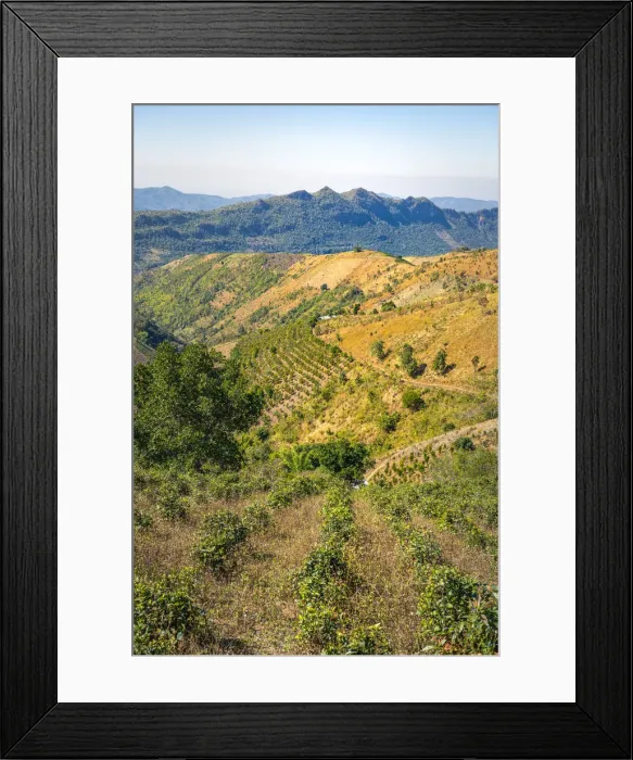 Framed Print : Scenic view of mountainous countryside near Kalaw, Kalaw Township, Taunggyi District Framed Print : Scenic view of mountainous countryside near Kalaw, Kalaw Township, Taunggyi District