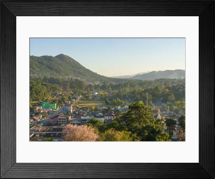 Framed Print : View of Kalaw and mountains at Thein Taung Monastery, Kalaw, Kalaw Township Framed Print : View of Kalaw and mountains at Thein Taung Monastery, Kalaw, Kalaw Township