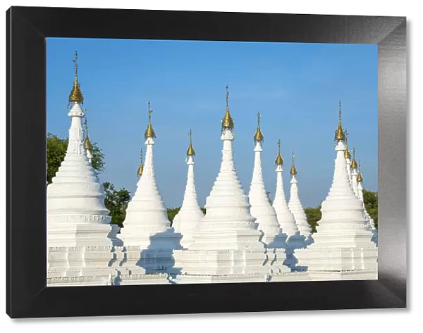 White pagodas at Sanda Muni pagoda, Mandalay, Mandalay Region, Myanmar