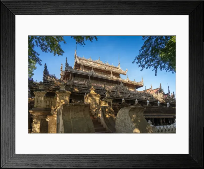 Framed Print : Low angle view of Shwenandaw Monastery made of teak wood, Mandalay, Mandalay Region Framed Print : Low angle view of Shwenandaw Monastery made of teak wood, Mandalay, Mandalay Region