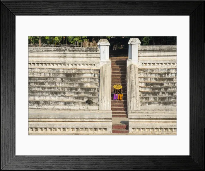 Framed Print : Two young women sitting at stairs at Khan Taw Mingalar, Mandalay, Mandalay Region Framed Print : Two young women sitting at stairs at Khan Taw Mingalar, Mandalay, Mandalay Region
