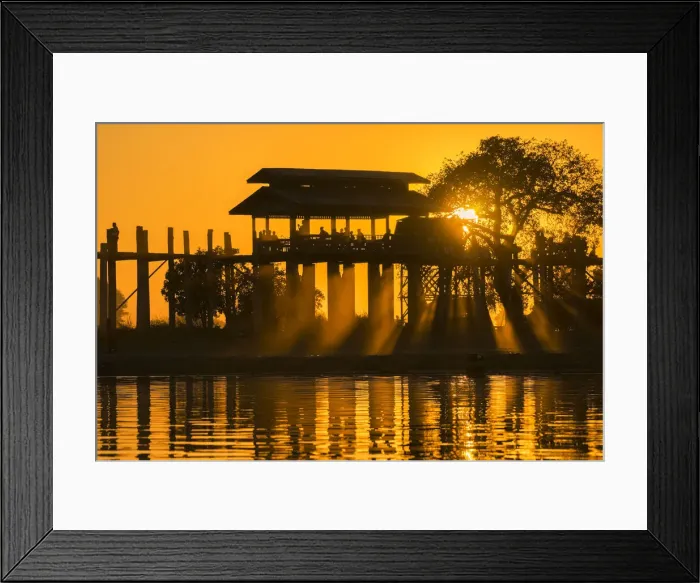 Framed Print : People on U Bein bridge over Taungthaman Lake at sunset, Amarapura, Amarapura Township Framed Print : People on U Bein bridge over Taungthaman Lake at sunset, Amarapura, Amarapura Township