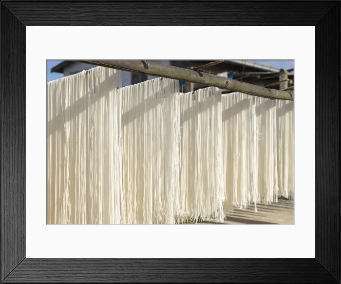 Framed Print : Noodles drying from bamboo under sunlight, Hsipaw, Hsipaw Township, Kyaukme District Framed Print : Noodles drying from bamboo under sunlight, Hsipaw, Hsipaw Township, Kyaukme District