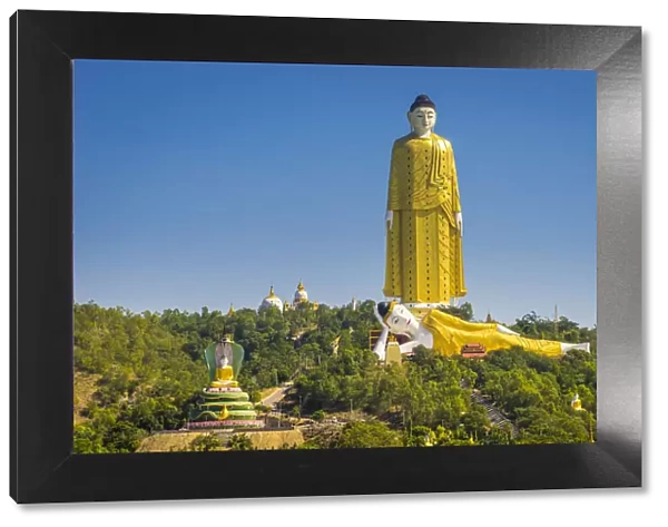 Elevated view of Maha Bodhi Ta Htaung Standing Buddha, Reclining Buddha