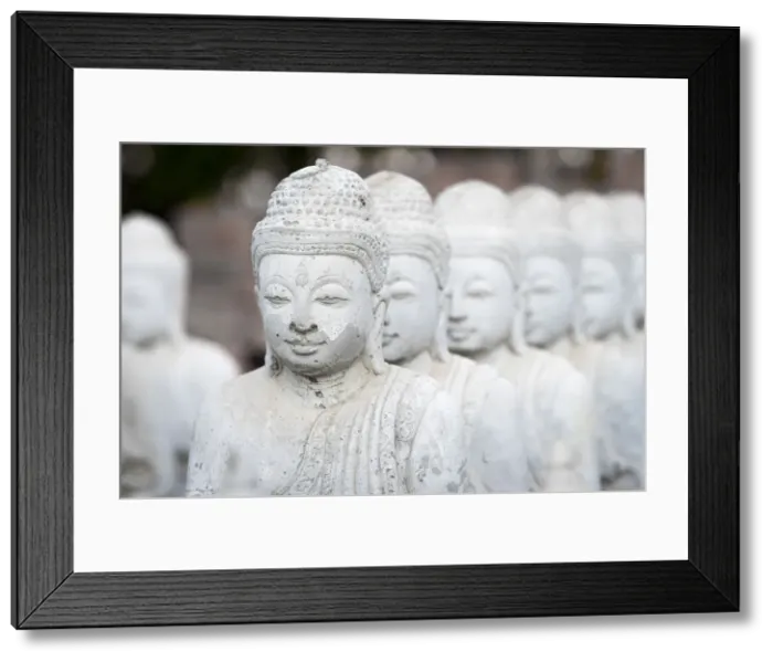Framed Print : Small monk statues at Myo Yar Pyae Pagoda, Monywa, Monywa Township, Monywa District Framed Print : Small monk statues at Myo Yar Pyae Pagoda, Monywa, Monywa Township, Monywa District
