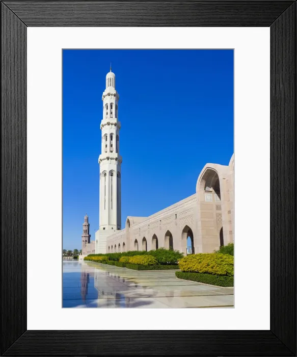 Framed Print : Sultan Qaboos Mosque on sunny day, Muscat, Muscat Governorate, Oman Framed Print : Sultan Qaboos Mosque on sunny day, Muscat, Muscat Governorate, Oman
