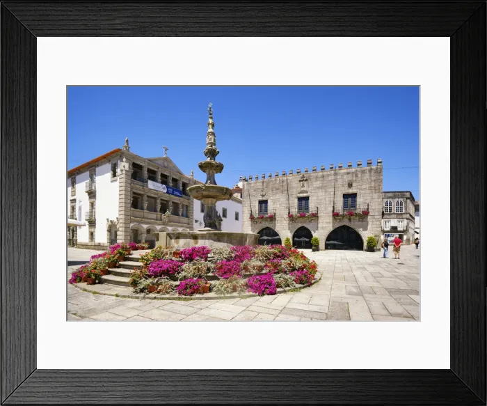 Framed Print : The main square of Viana do Castelo with the public fountain dating back to the 16th Framed Print : The main square of Viana do Castelo with the public fountain dating back to the 16th