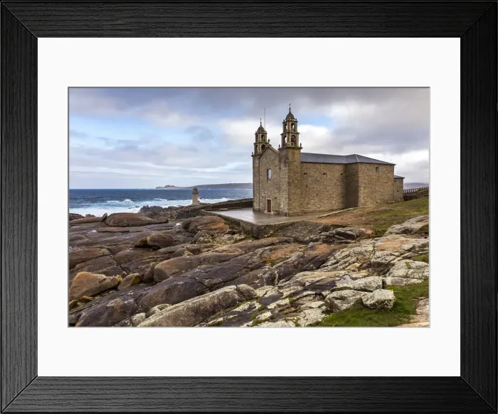Framed Print : Spain, Galicia, Costa da Morte, Muxia, The Nosa Senora da Barca Sanctuary on the rocks Framed Print : Spain, Galicia, Costa da Morte, Muxia, The Nosa Senora da Barca Sanctuary on the rocks