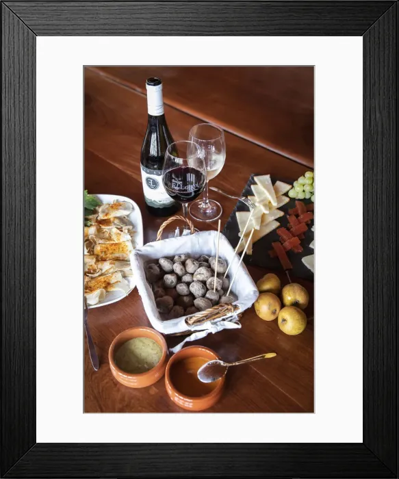 Framed Print : Spain, Canary Islands, Tenerife, Wine-tasting with typical canarian food at El Lomo Framed Print : Spain, Canary Islands, Tenerife, Wine-tasting with typical canarian food at El Lomo