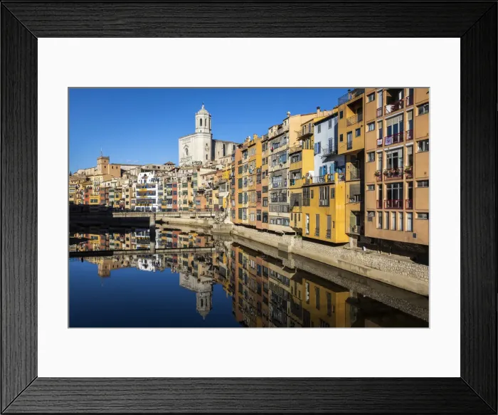 Framed Print : Europe, Spain, Catalonia, Girona, View of the characteristic coloured houses in Framed Print : Europe, Spain, Catalonia, Girona, View of the characteristic coloured houses in