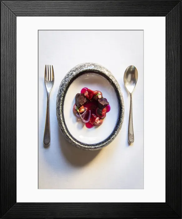 Framed Print : Europe, Spain, Catalonia, Girona, Red salad with beetroot vinagrette, roasted pepper Framed Print : Europe, Spain, Catalonia, Girona, Red salad with beetroot vinagrette, roasted pepper