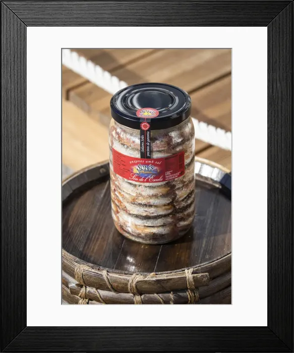 Framed Print : Europe, Spain, Catalonia, La Escala, Jar of salt anchovies at the Anchoas Sola©s company Framed Print : Europe, Spain, Catalonia, La Escala, Jar of salt anchovies at the Anchoas Sola©s company