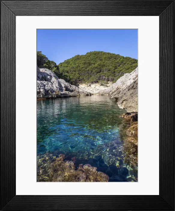 Framed Print : Europe, Spain, Catalonia, Costa Brava, L Estartit, View of Cala Pedrosa