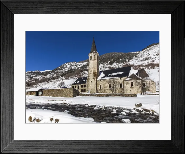 Framed Print : Europe, Spain, Catalonia, Val d Aran, The church and the refuge of Mongarri in Alt Framed Print : Europe, Spain, Catalonia, Val d Aran, The church and the refuge of Mongarri in Alt