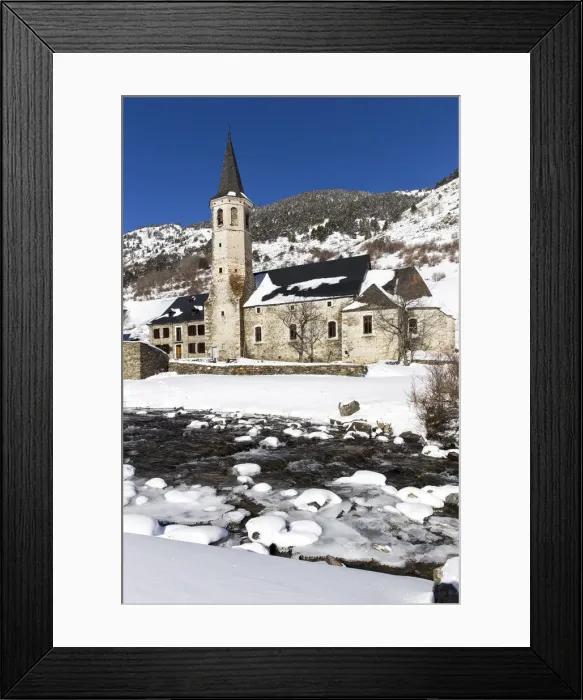 Framed Print : Europe, Spain, Catalonia, Val d Aran, The church and the refuge of Mongarri in Alt Framed Print : Europe, Spain, Catalonia, Val d Aran, The church and the refuge of Mongarri in Alt